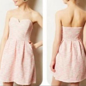 Moulinette Soeurs Pink and White Removable Straps Mini Fit Flare Dress w Pockets